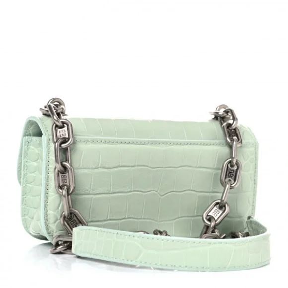 BALENCIAGA CALFSKIN CROCODILE EMBOSSED GOSSIP XS CHAIN BAG - Picture 15 of 15